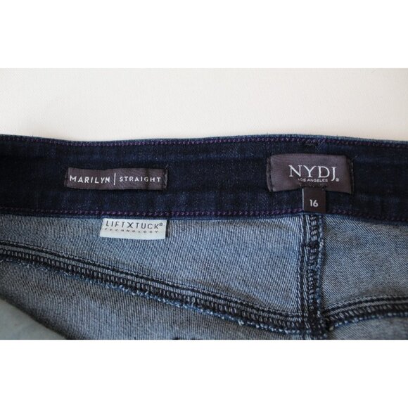 NYDJ Marilyn Straight Jeans Women 16 Dark Wash Blue Lift Tuck Denim Stretch L - Picture 6 of 6